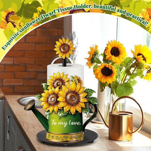 Countertop Summer Paper Towel Holder Kitchen Accessories Stand with Round Base Turtle Sunflower Gnome Bee Farmhouse