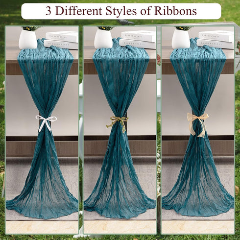35 157 Inch Teal Cheesecloth Table Runner - x Gauze Boho Table Runner for Wedding, Baby Showers & Parties
