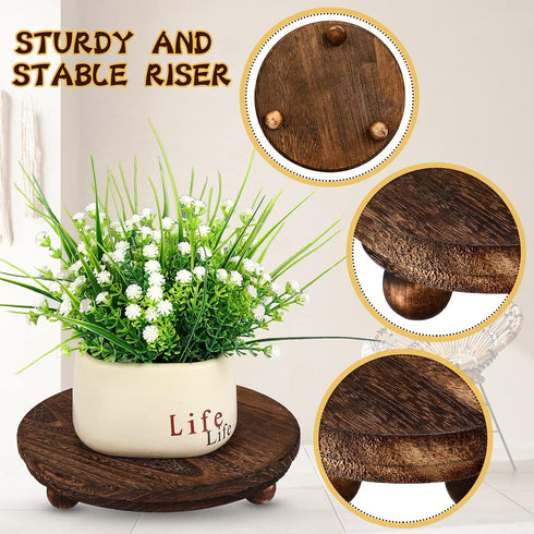 3 8/6/4 Inch Amyhill Pcs Wooden Risers for Display Wood Pedestal Stand Mini Tray Stand Round Wooden Pedestal Holder