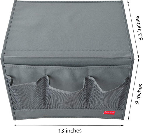 Bedside Storage Organizer, Bedside Caddy, Table Cabinet Storage Organizer, TV Remote Control, Phones, Magazines, Tablets, Accessories, Grey by DuomiW