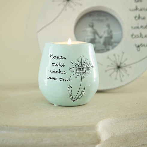 Pavilion Gift Company Dandelion Wishes Ceramic Soy Candle, Nanas Make Wishes Come True, 77148