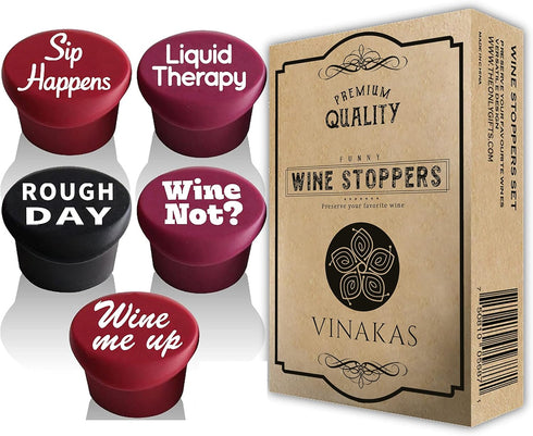 Funny Silicone Wine Stopper Set - Must-Have Wine Accessories, Airtight & Reusable