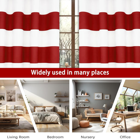 Grommet 4th DriftAway Red Striped Room Darkening Curtains Patriotic Horizontal Stripe Classic Drapes for Bedroom Living