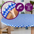 Sorfey Round Tablecloth, Fitted with Elastic, Vinyl with Flannel Back, Fits 60 Inches Round Table, Checked Blue Design