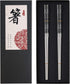Stainless Steel Chopsticks - Titanium Plated Reusable Metal Chopsticks, Dishwasher Safe, 2 Pairs Gift Set Black Silver
