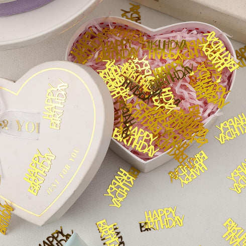MARFOREVER Gold Happy Birthday Confetti Glitter, Birthday Party Metallic Foil Table Confetti Golden Birthday Cake
