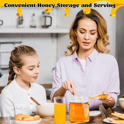 18oz Set, Loscarol Honey Pot with Dipper and Lid - Glass Honey Jar with Wooden Honey Dippers Stick Wide Mouth Honey