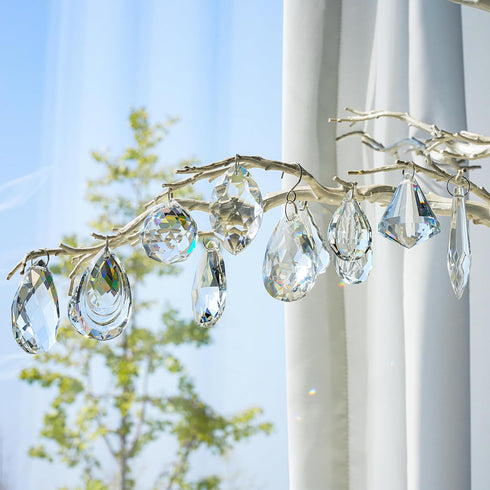 Pack 12 H&D of Clear Crystal Chandelier Lamp Lighting Drops Pendants Balls Prisms Hanging Glass Prisms Parts Suncatcher