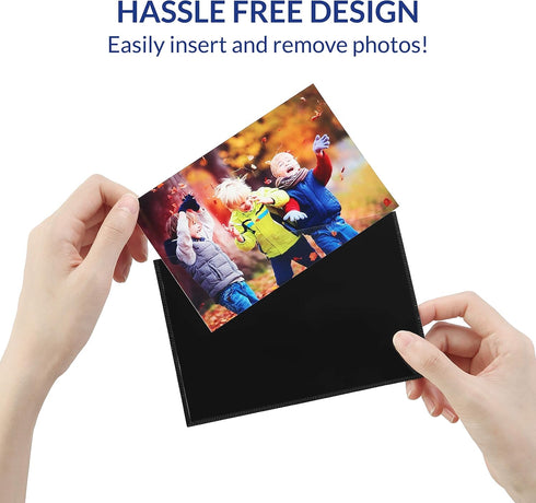 12 Pack 4x6 Inch Magnetic Picture Frames, Photo Pocket Frames with White Borders for Fridge, 4 x 6 Inch (Black)