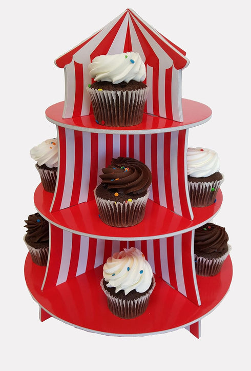 3 Tier Cupcake Stands, Themed Cupcake Serving Holders (Carnival)