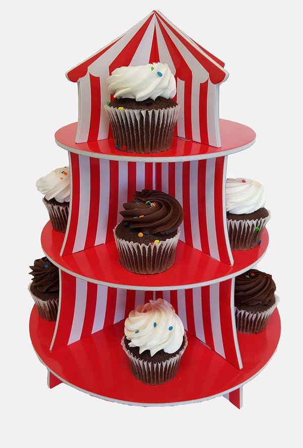3 Tier Cupcake Stands, Themed Cupcake Serving Holders (Carnival)