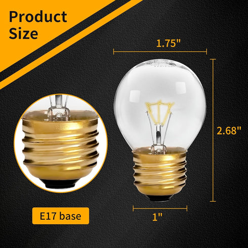 Oven Light Bulb - 40 Watt Appliance Bulb for Maytag GE Kenmore Whirlpool, 4 Pack