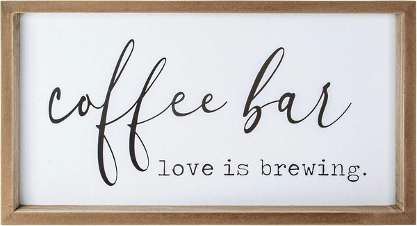 VILIGHT Love Is Brewing Farmhouse Coffee Bar Sign, 16" x 9" MDF Wood, Wall Mount or Freestanding