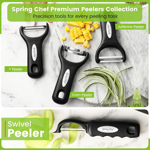 Spring Chef Premium Swivel Vegetable Peeler, Soft Grip Handle, Ultra Sharp Stainless Steel Blades