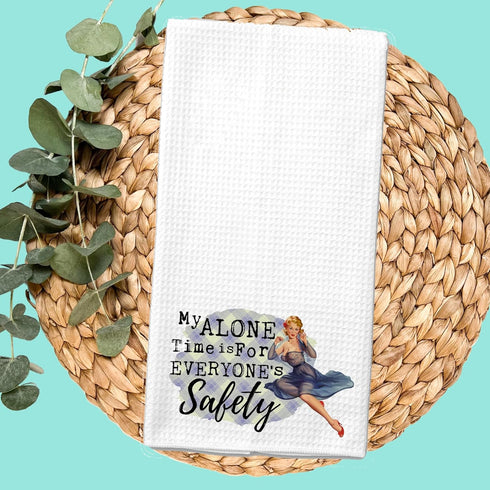My Alone Time is for Everyone's Safety - Funny Vintage 1950's Housewife Waffle Weave Microfiber Towel