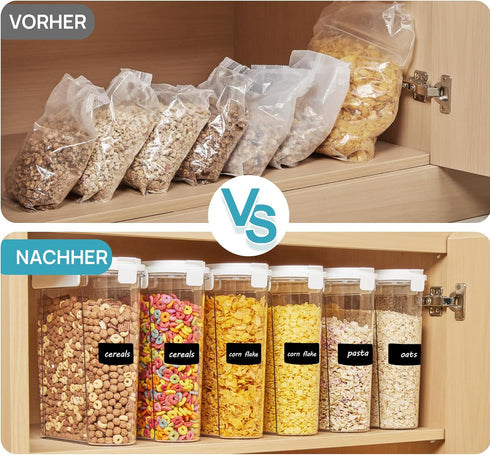 Set, 3 (135.2oz/4L) Vtopmart Cereal Containers PCS Airtight Food Storage Container with Flip-Top Lids, Plastic