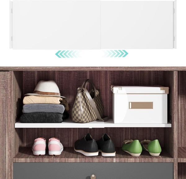 Expandable Closet Tension Shelves Organizers, Heavy-Duty Metal Adjustable Locker Shelf for Wardrobe, Pantry, Kitchen