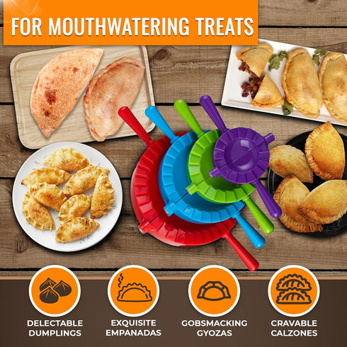 Magic Dumpling Maker Kit, Set of 4 for Ravioli, Empanadas, Gyozas, Pot Stickers, Wonton Dough Press
