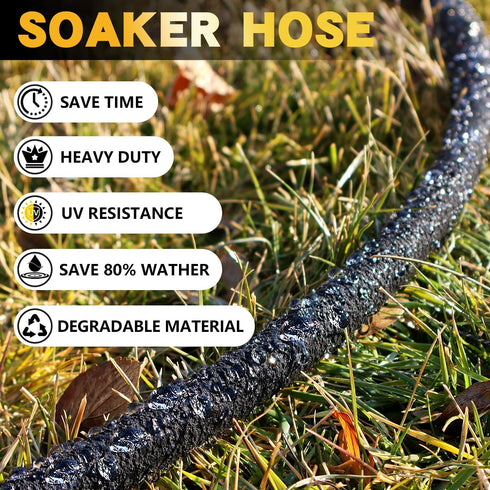 5/8 25 2 Pack, 25 2 Pack Hopegiver Soaker Hose ft Heavy Duty Garden Soaker Hoses with Solid Brass Fitting, Rubber Drip