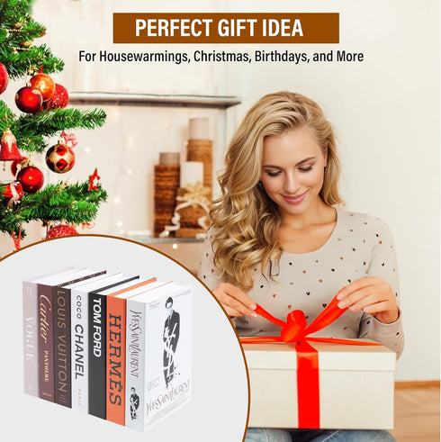 4 Set PROBENEX Luxe Large Pcs Faux Decorative Books | Not Real Books, Cardboard Foldable Display Props | Modern