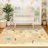 4x6 Kids Bedroom Rug with World Map & Animals Educational Washable Play Mat for Playroom, Cute Global Animal, Featuring