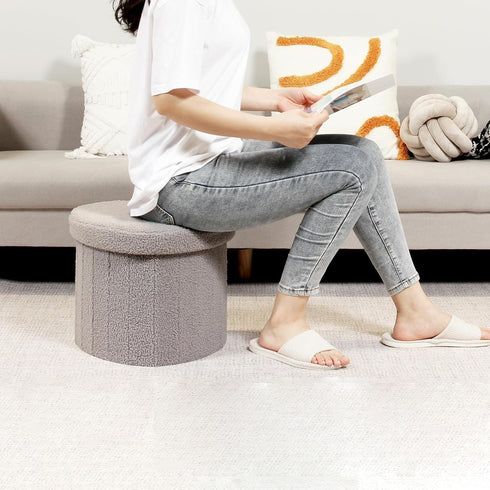 15"x15"x15" B FSOBEIIALEO Storage Ottoman Cube, Heart Shaped Ottomans with Storage Foot Stool Footrest for Lving Room
