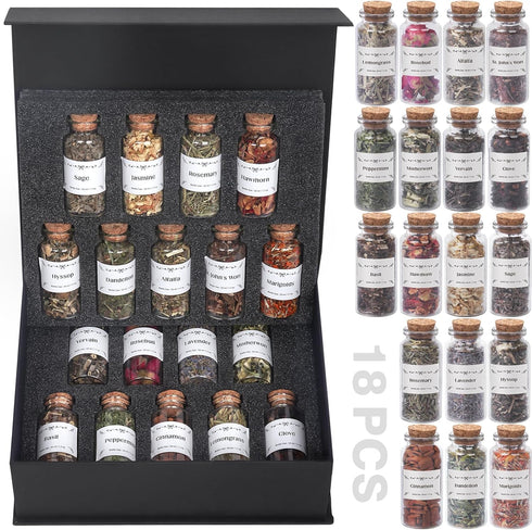 HNSHAG 18pack Witchcraft Supplies Herbs and Flowers Kit, Bigger Size Dried Herb for Witchy Beginners, Witchcraft Altar