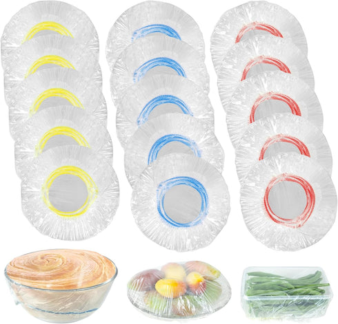 100pcs Plastic Bowl Covers, Elastic Reusable Fresh Keeping Bags for Bread Proofing and More