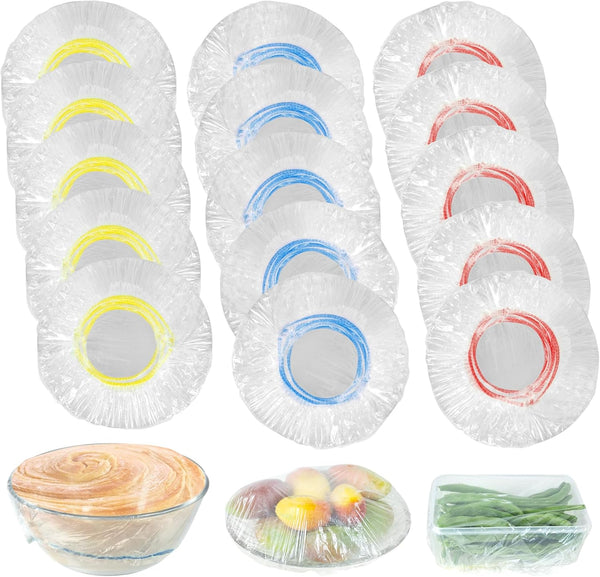 100pcs Plastic Bowl Covers, Elastic Reusable Fresh Keeping Bags for Bread Proofing and More