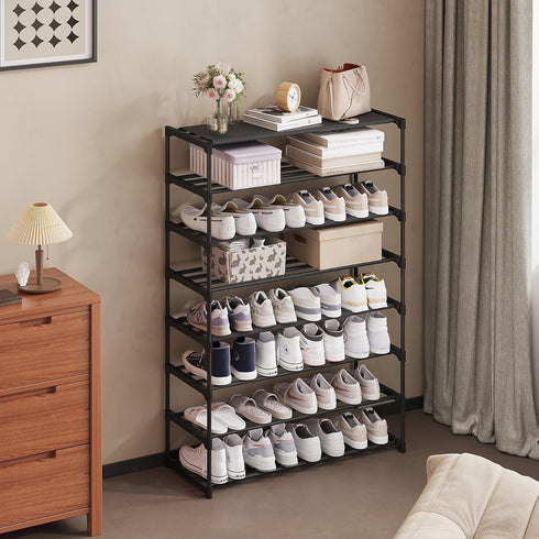 8-Tier 40 Calmootey Shoe Rack, Tall Large Capacity Pairs Shoes Storage Organizer, Stackable Wide Shoe Shelf