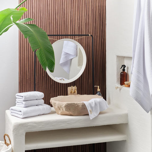 Set 3 1 1 1 Sets SOFE H&L | Olea Luxury Turkish Cotton Bath Towels of : Bath Towel, Hand Towel, Wash Cloths, White