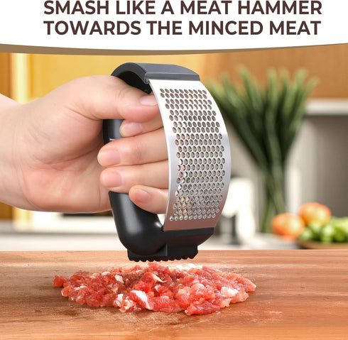 Kebley Garlic Press Rocker Stainless Steel Garlic Crusher, Mincer and Chopper with Peeler and Scraper,brush, Easy