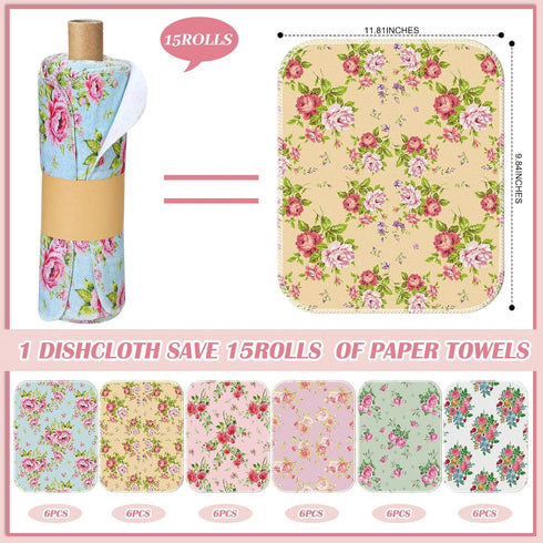 Noveread 36 Pack 9.84x11.81in (Countryside Reusable Cleaning Cloths Washable Cotton Kitchen Dish Towels for Home Party
