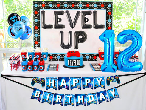 28 PCS Video Game Level UP Birthday Decorations, Gamer Party Supplies for Twelve-Year-Old Birthday Party