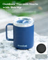 12oz Insulated Coffee Mug with Lid Includes Two Lids, Stainless Steel Coffee Travel Mug with Handle, Double Wall Vacuum