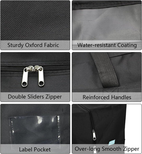 iwill CREATE PRO Pack of 2, 100L Large Size Black Storage Bags for Ornament Festival Decoration, Christmas Trees,