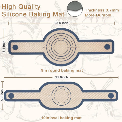 Bread Making Tools and Supplies, Set of 7, inclued Round Baking Mat and Oval Baking Mat, Sourdough Danish Dough Whisk, Bread Lame Dough Scoring, Bread Scraper Dough Cutter, Perfects Gift for Baker