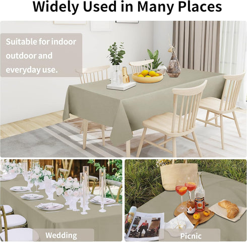 Easy-Going Faux Linen Waterproof Tablecloth, Stain Resistant Rectangle Fabric for Kitchen, Dining, Party, 60x84 in