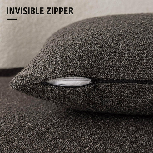 Cozy 12 20 Inch,Dark Foindtower Textured Boucle Throw Pillow Covers Accent Solid Lumbar Pillow Cases Soft Decorative