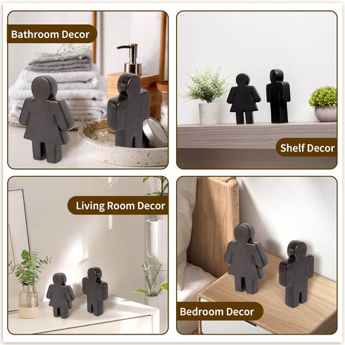 Defined Deco Ceramics Figures Decorative Objects, Funny Bathroom Decor for Shelves, Cute Modern Black Bookshelf Decor