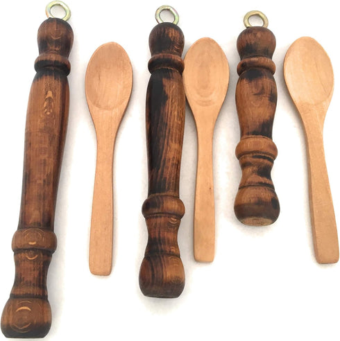 Replacement Wooden Handle for Copper Coffee Pot, Teapots, and Multi-Purpose Mini Wooden Spoon, 3 Handles