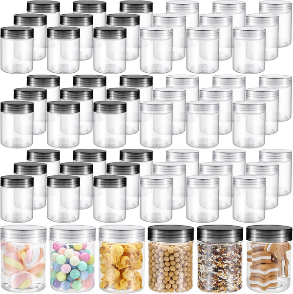 Sliner 60 Pcs 8 oz Plastic Jars with Lids, Clear Round Leakproof Storage Containers for Travel, Face Creams, Kitchen,