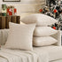 MIULEE Pack of 4 Cream White Corduroy Decorative Throw Pillow Covers, 22x22 Inch Soft Boho Striped Home Decor