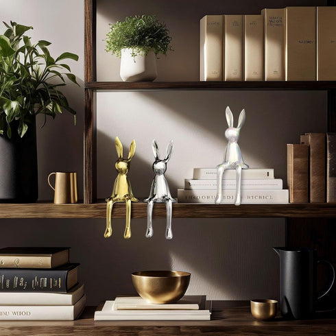 Jubiluxor 3-Piece Rabbit Decor Sculptures - Home, Office, Living Room, Bedroom - Accents, Decorations, Figurines