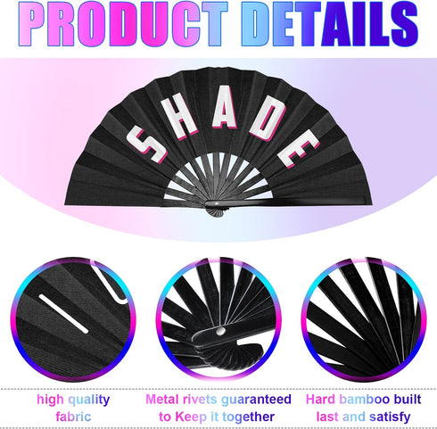Amyhill Rave Fan, 2 Packs Large Folding Hand Fan, Bamboo Chinese Iconic Fan for Men and Women Party Performance, 13 Inch