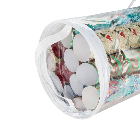 Elf Stor Gift Wrapping Paper Roll Storage Bags, Clear Totes with Handles, Fits up to 25 pcs Gift Wrap Paper