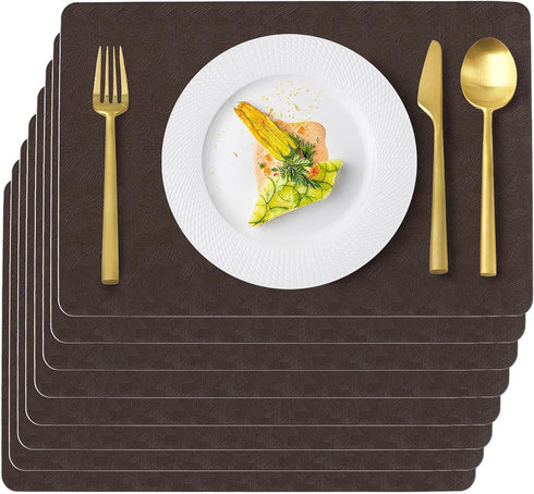 Uolr Vinyl Placemats Set of 8 Faux Leather 100% Waterproof Wipeable Washable Place