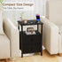 2 HETS002BK-1 LOAKEKEL Night Stand, Nightstand with Fabric Drawers for Bedroom, Small End Table with Open Storage Shelf