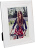 Malden International Designs Rustic Fashion Wide Linear Wooden Picture Frame, White Wash, 5x7