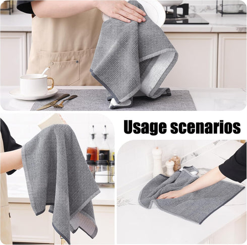 Homaxy Premium Kitchen Towels (18”x 28”, 6 Pack), Large Cotton Hand Towels, Highly Absorbent Tea Towels Set, Grey